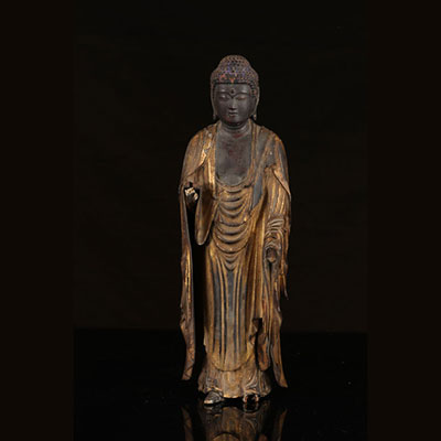 Bouddha en bois laqué 18ème