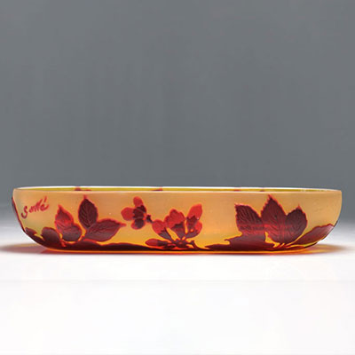 Emile Gallé multi-layer bowl with acid-etched floral decoration