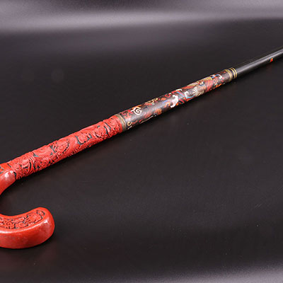 CHINA - cane laquered and inlayed