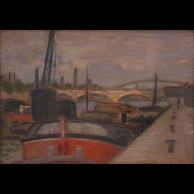 port view oil painting signature to identify