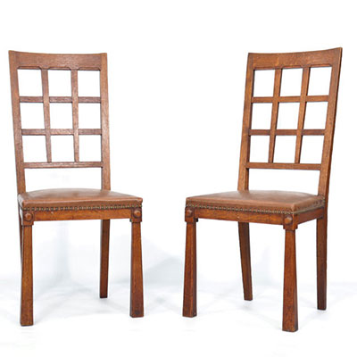 Travail Art Nouveau Belge paire de chaises