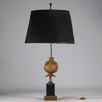 MAISON CHARLES Gilt bronze and brass table lamp depicting a pomegranate