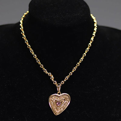 Guillaume Corneille. Heart. 1997. Necklace or Bracelet. Vermeil ball mesh chain, 9 micron gold plated. Vermeil 
