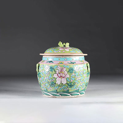 China covered porcelain terrine decorated with flowers 19th