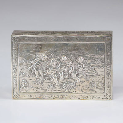 silver box decorated with cherubs, hallmark 800