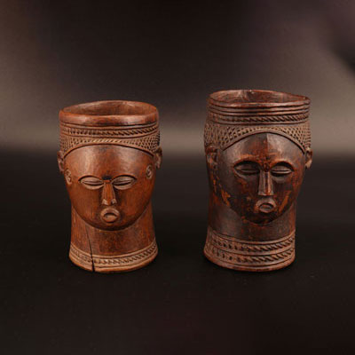Pair of Kuba cups (DRC) early 20th