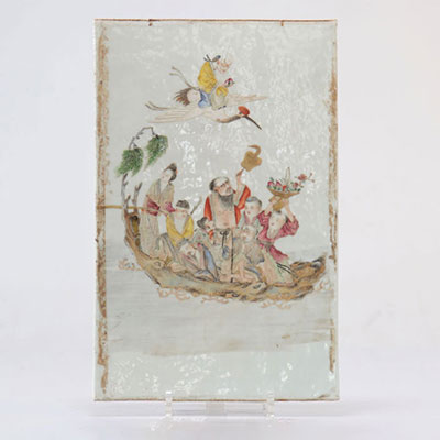 Plaque en porcelaine de la famille rose en émail qianjiang vers 1900