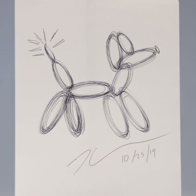 Jeff KOONS, Attribué à Balloon Dog »,7/11/2014 Dessin au feutre bleu sur papier