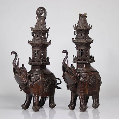 19th century Asian elephant perfume burners