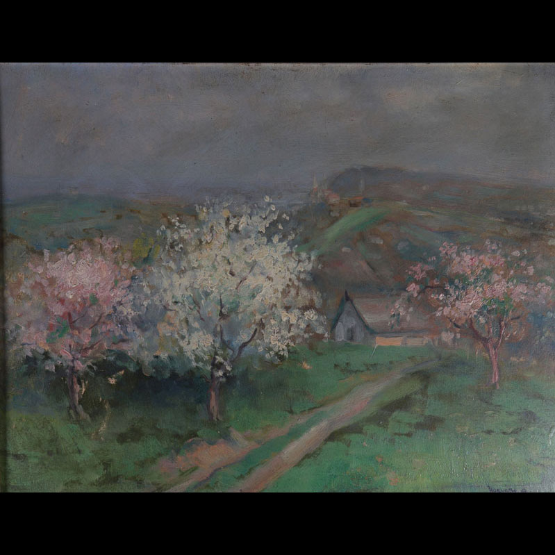 Horvath A oil on panel spring view of the 20th century