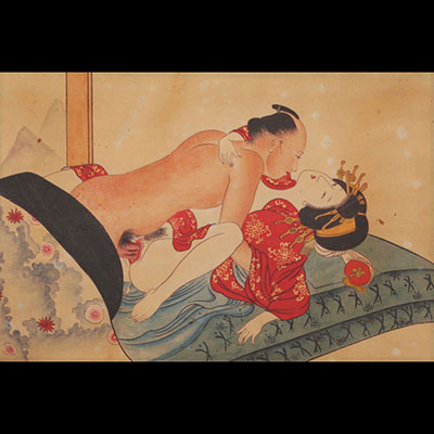 Japon - Estampe érotique, époque Meiji.