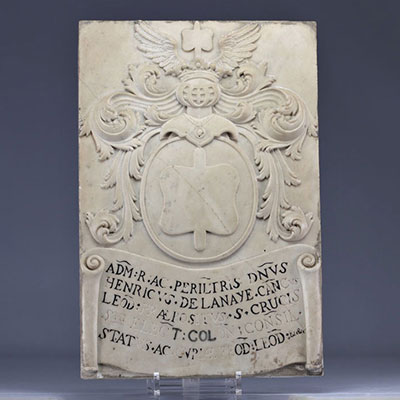 Marble plaque with carved Liege coat of arms (BE) from the 18th century