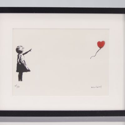 BANKSY (né en 1974), d'après Girl with a ballon Epreuve en couleur sur papier Signé (dans la planche)
