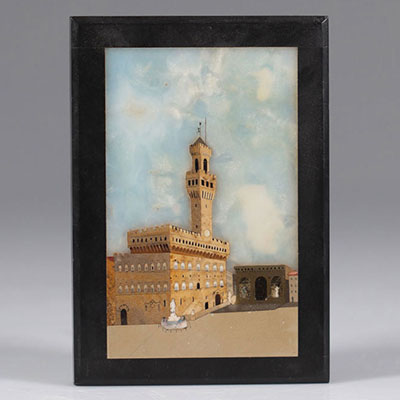 Italy plaque in stone marquetry 19th