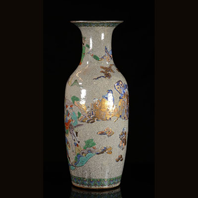 Chine - Grand vase Nankin porcelaine de chine (accident au col)