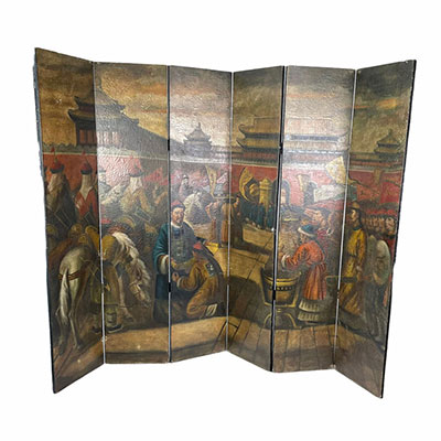 Screen painted with a scene from the Chinese army