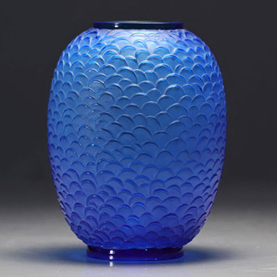 René LALIQUE blue vase - Art Deco