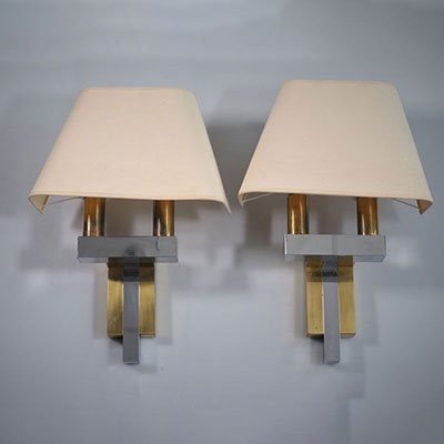 Willy RIZZO (1928-2013) - Edition LUMICA Pair of sconces 1970