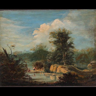 Marinus Adrianus I KOEKKOEK (1807-1868/70) ((in the style of)) Oil on wood, landscape 