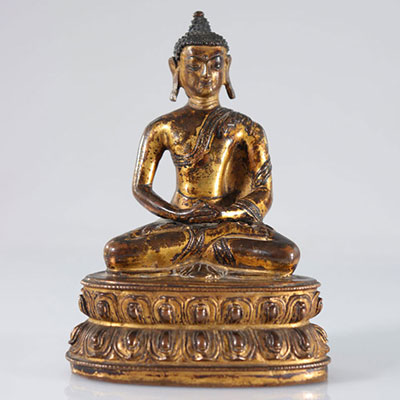 China Buddha Shakyamuni gilded bronze with 17th century gold 