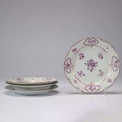 Plates (4) in Chinese porcelain Compagnie des Indes