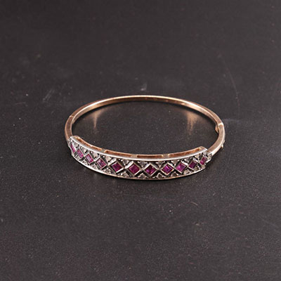 Art Deco bracelet in gold and Ruby and diamonds 12gr