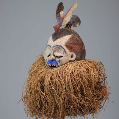 Suku mask decorated with a bird