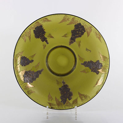 François-Théodore LEGRAS (1839-1916), Large glass bowl (gilded decoration). Signed F. Th. Legras.