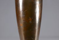 Vietnam - Bronze vase decorated with figures and bamboo.