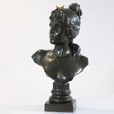 Emmanuel VILLANIS (1858-1914) imposing bronze bust of a young woman sale Christie's 1990