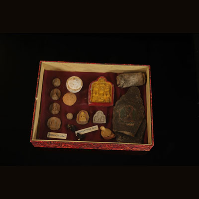 Tibet - lot of Buddhist earthenware objects