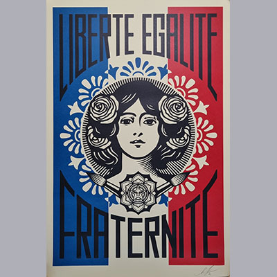 OBEY GIANT, Shepard FAIREY (USA, 1970)Liberté Egalité Fraternité, 2018.-Silkscreen colors