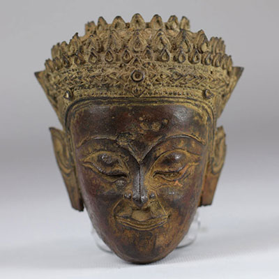 Tête de Bouddha en bronze Thaïlande 16/17me