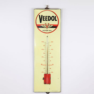 VEEDOL Motor Oil enamel thermometer 1954