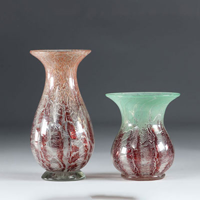 Vases set of 2 Opaline bursts of color