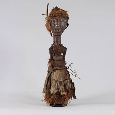 Songye statue in carved wood decorated with nails early 20th century, ex american collection