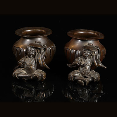 Paire de vase en bronze - japon - Meiji