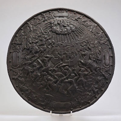 Cast iron plate representing a biblical scene