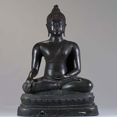 Thaïlande imposant Bouddha en bronze d'époque Qing