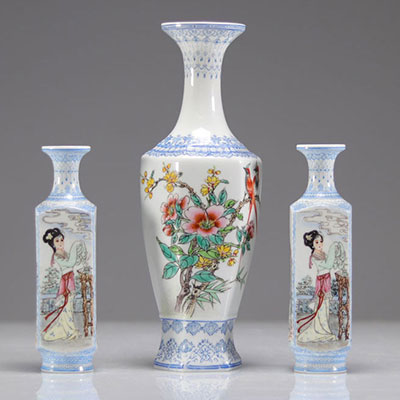 3 Chinese vases, eggshell, Republic