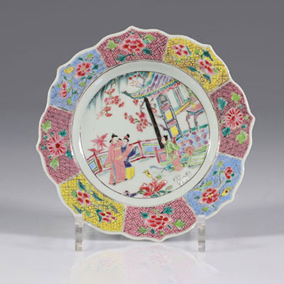 China plate decorated with characters in the 18th century garden