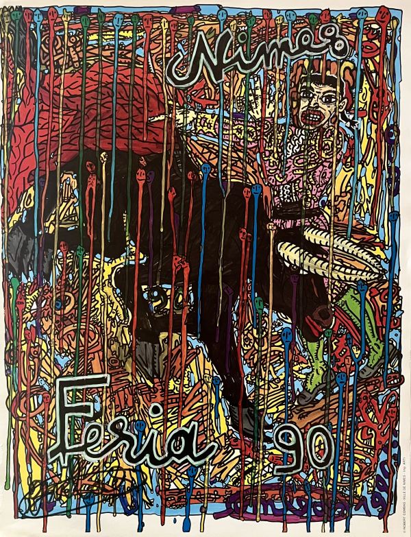 Robert Combas. Feria in Nimes. 1990. Color poster on paper. Signed 