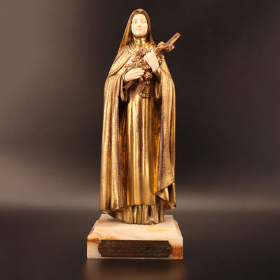 Dimitri CHIPARUS (1886-1947),. Saint Therese bronze and ivory