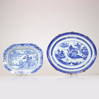 Plats en porcelaine blanc bleu Qianlong