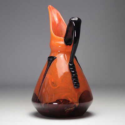 SCHNEIDER Proof glass pitcher on an orange background