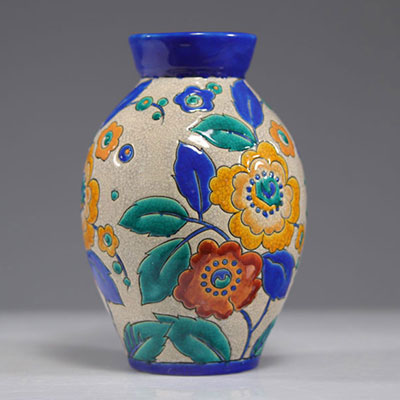 Vase Boch Art Déco décor de fleurs 