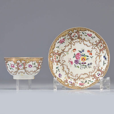 Bol et assiette en porcelaine de chine de la compagnie des Indes du XVIIIe siècle