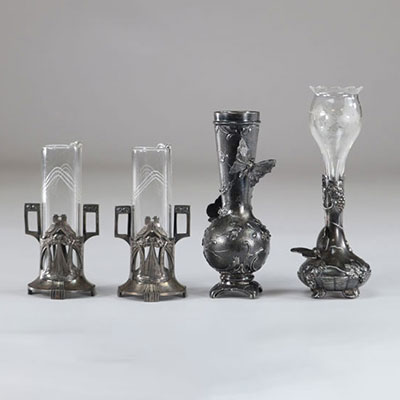 Lot de 4 vases Art Nouveau