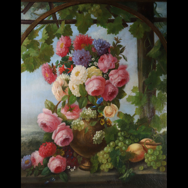 Huile sur toile 18ème bouquet de fleurs 