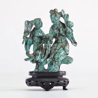 Statue representing a group of young girls in turquoise from China